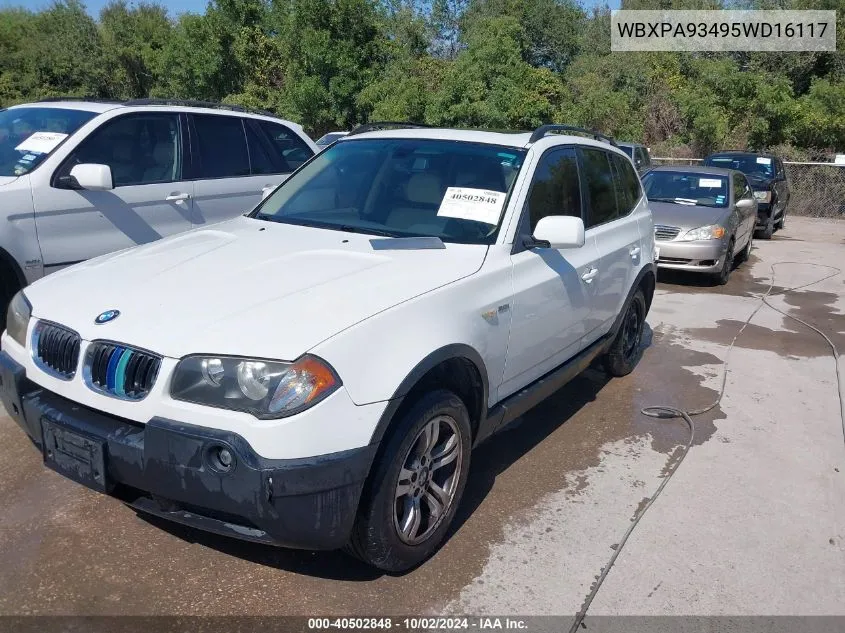 2005 BMW X3 3.0I VIN: WBXPA93495WD16117 Lot: 40502848