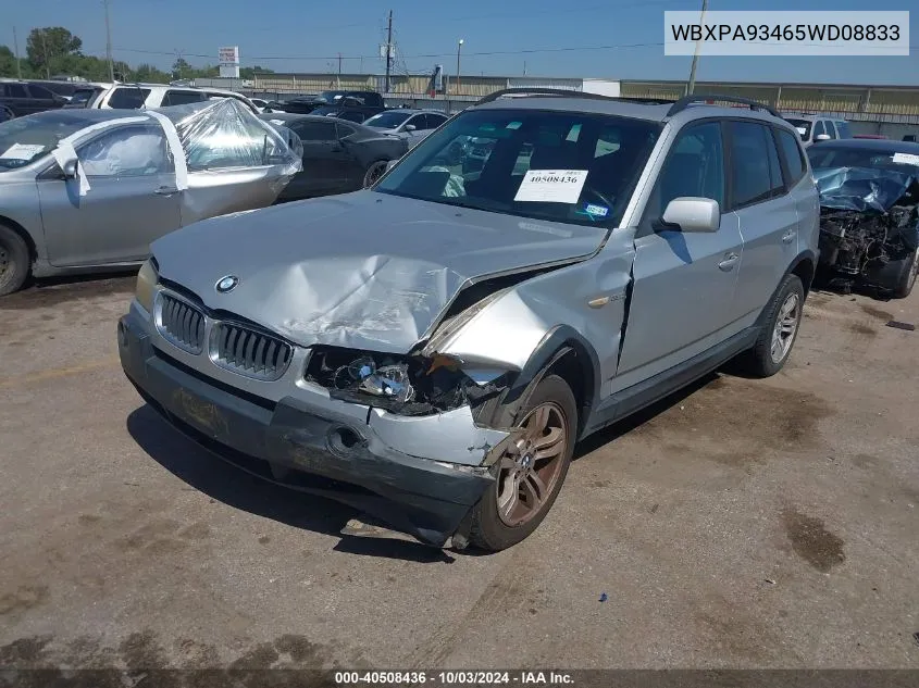 2005 BMW X3 3.0I VIN: WBXPA93465WD08833 Lot: 40508436