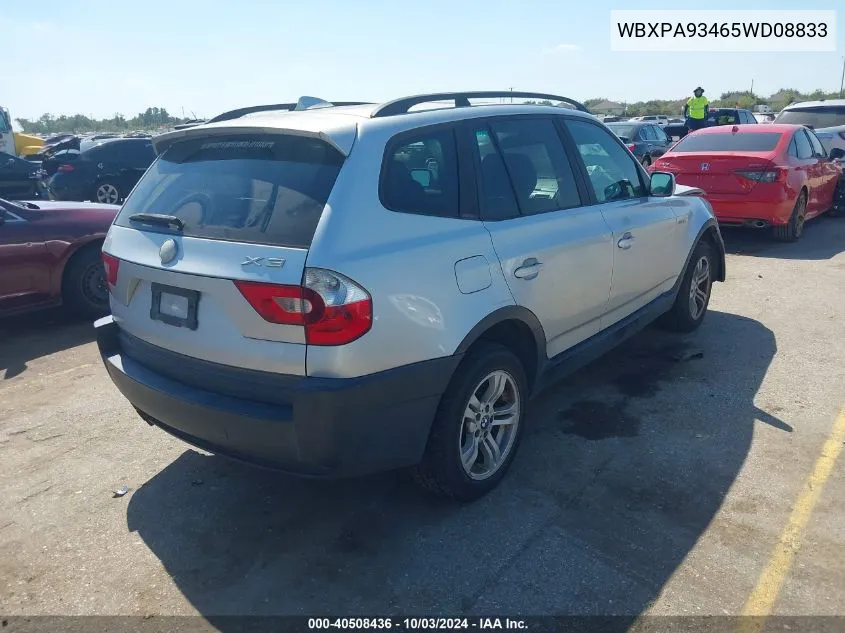 2005 BMW X3 3.0I VIN: WBXPA93465WD08833 Lot: 40508436