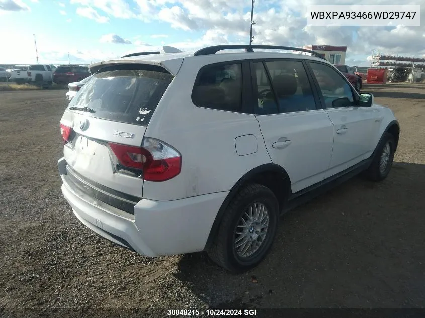 2006 BMW X3 3.0I VIN: WBXPA93466WD29747 Lot: 30048215