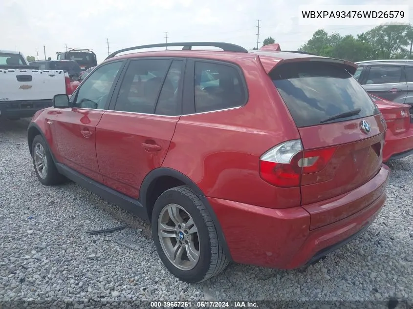 WBXPA93476WD26579 2006 BMW X3 3.0I