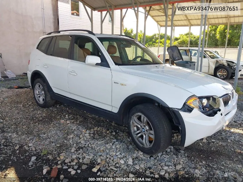 WBXPA93476WG87651 2006 BMW X3 3.0I