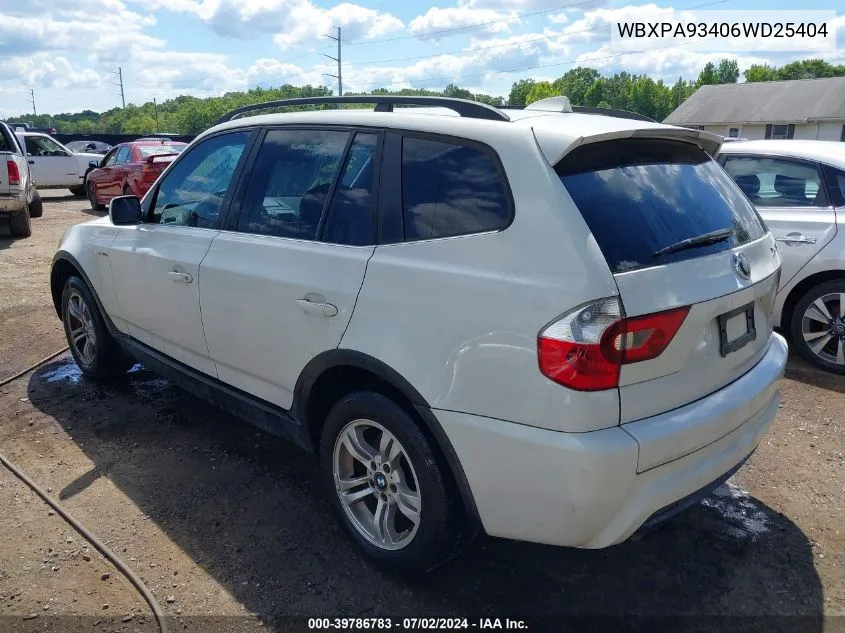 WBXPA93406WD25404 2006 BMW X3 3.0I