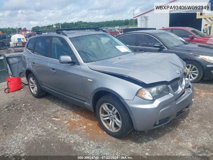 WBXPA93406WG92349 2006 BMW X3 3.0I