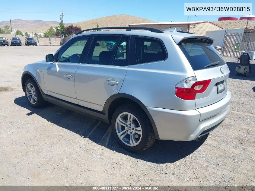 WBXPA93436WD28815 2006 BMW X3 3.0I