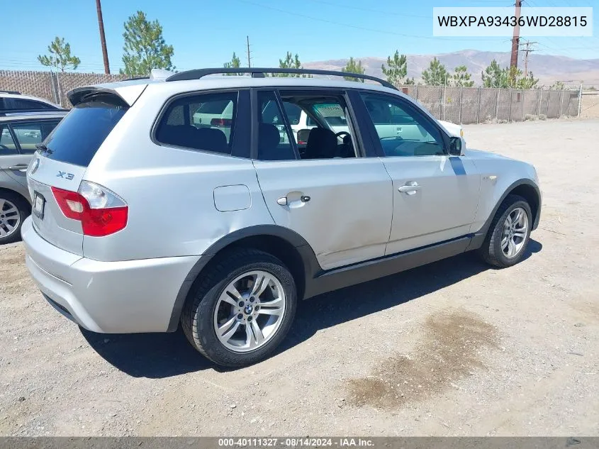 WBXPA93436WD28815 2006 BMW X3 3.0I