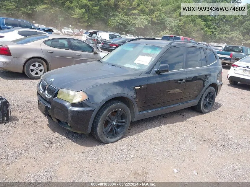 WBXPA93436WG74802 2006 BMW X3 3.0I