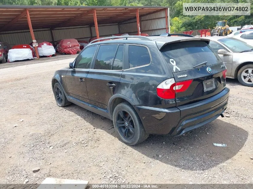 WBXPA93436WG74802 2006 BMW X3 3.0I