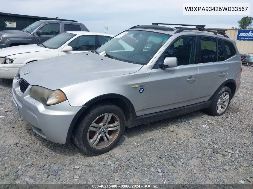 WBXPA93426WD33567 2006 BMW X3 3.0I