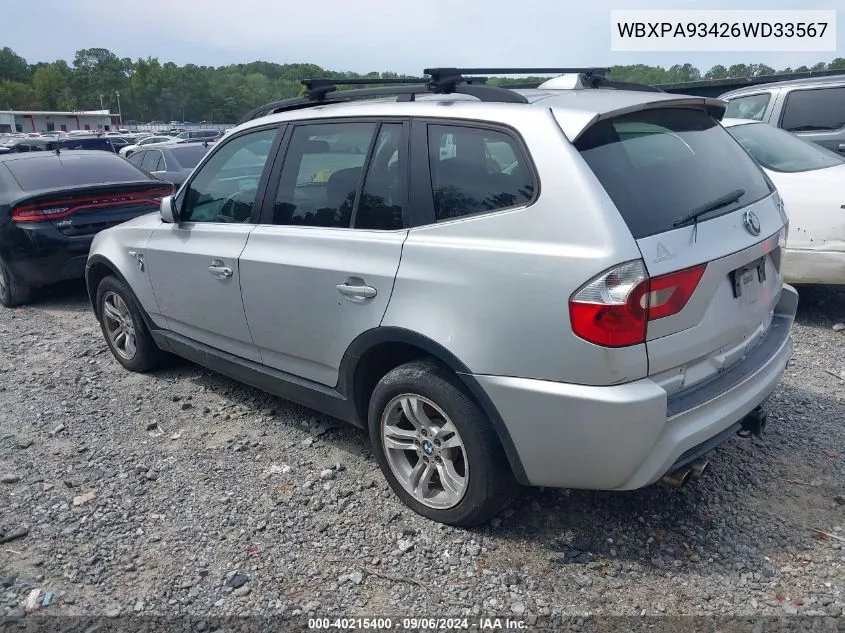 WBXPA93426WD33567 2006 BMW X3 3.0I