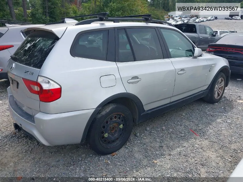 WBXPA93426WD33567 2006 BMW X3 3.0I