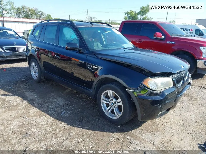 2006 BMW X3 3.0I VIN: WBXPA93466WG84532 Lot: 40387943