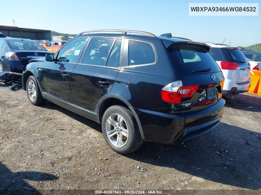 2006 BMW X3 3.0I VIN: WBXPA93466WG84532 Lot: 40387943