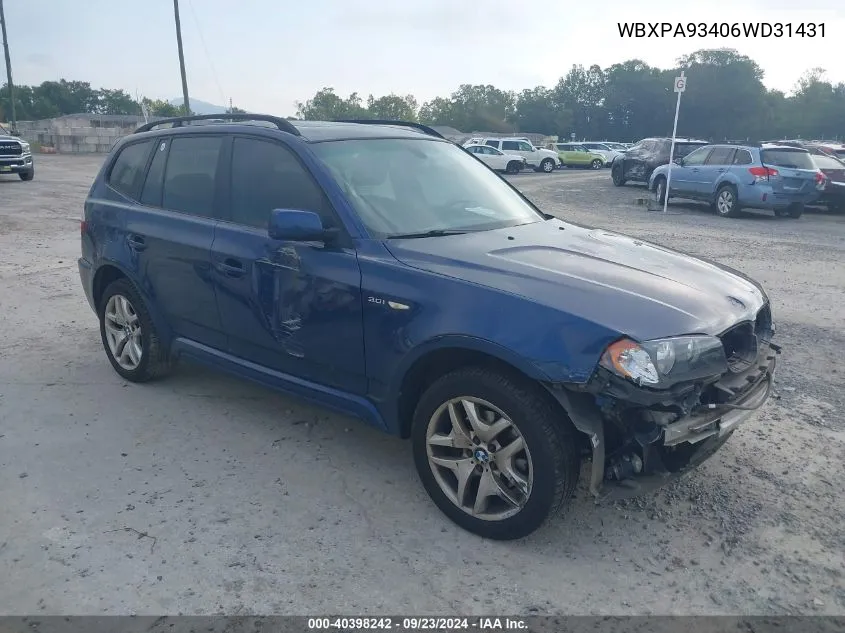 WBXPA93406WD31431 2006 BMW X3 3.0I