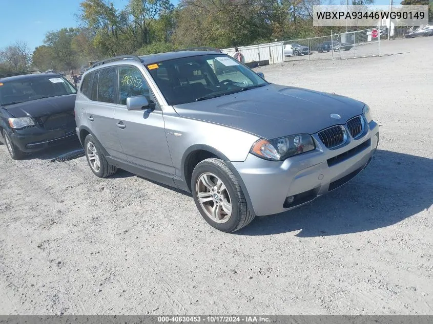 2006 BMW X3 3.0I VIN: WBXPA93446WG90149 Lot: 40630453