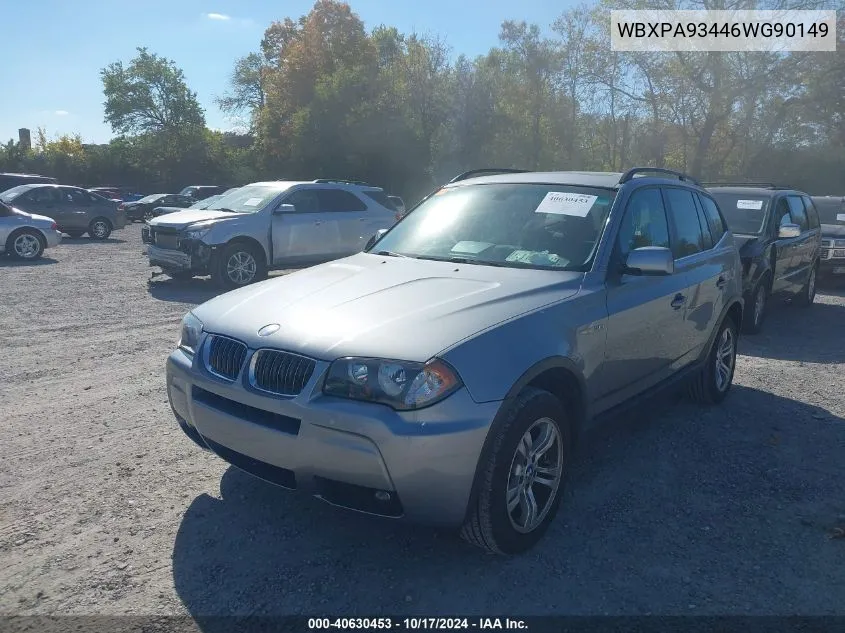 2006 BMW X3 3.0I VIN: WBXPA93446WG90149 Lot: 40630453