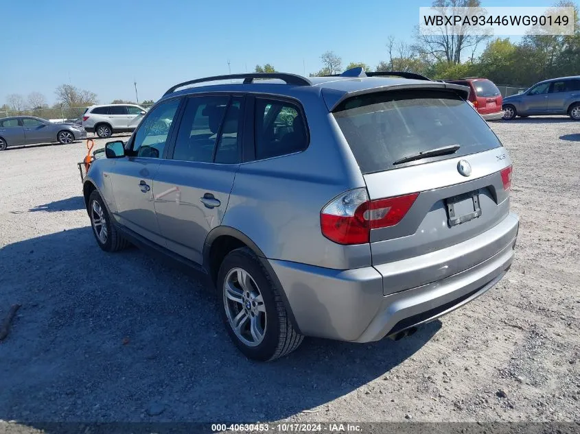 2006 BMW X3 3.0I VIN: WBXPA93446WG90149 Lot: 40630453