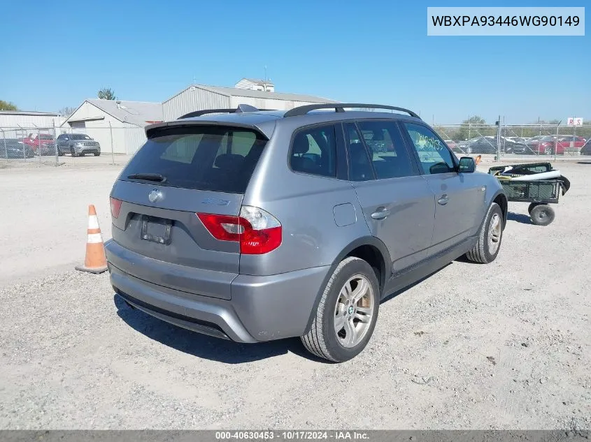 2006 BMW X3 3.0I VIN: WBXPA93446WG90149 Lot: 40630453