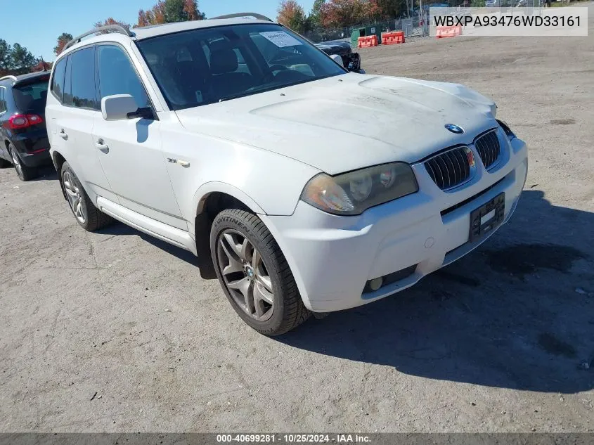 2006 BMW X3 3.0I VIN: WBXPA93476WD33161 Lot: 40699281