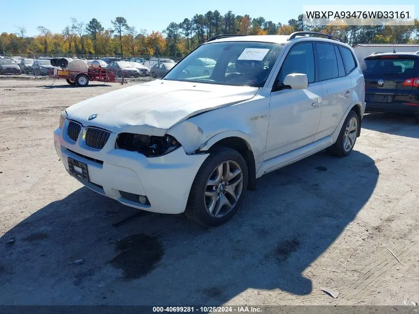 2006 BMW X3 3.0I VIN: WBXPA93476WD33161 Lot: 40699281