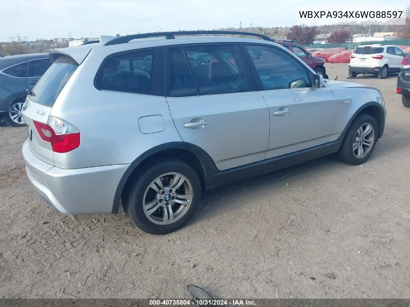 WBXPA934X6WG88597 2006 BMW X3 3.0I