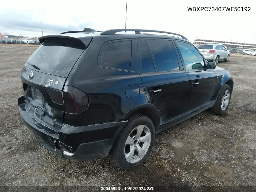 WBXPC73407WE50192 2007 BMW X3 3.0I