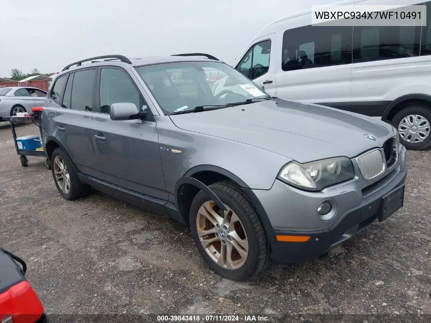 2007 BMW X3 3.0Si VIN: WBXPC934X7WF10491 Lot: 39843418