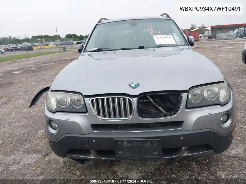 2007 BMW X3 3.0Si VIN: WBXPC934X7WF10491 Lot: 39843418