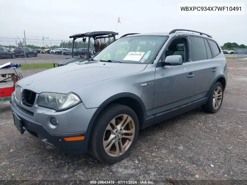 2007 BMW X3 3.0Si VIN: WBXPC934X7WF10491 Lot: 39843418