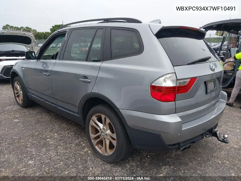 2007 BMW X3 3.0Si VIN: WBXPC934X7WF10491 Lot: 39843418