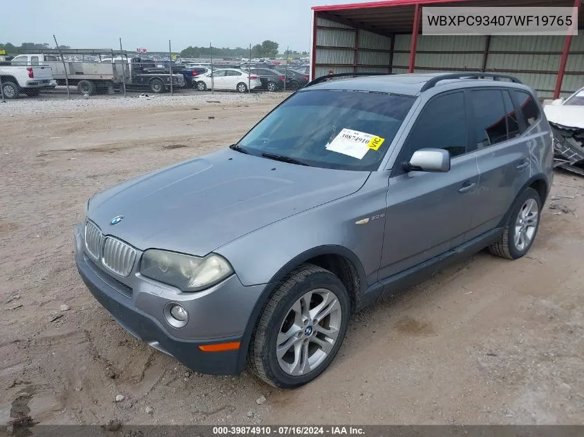 2007 BMW X3 3.0Si VIN: WBXPC93407WF19765 Lot: 39874910