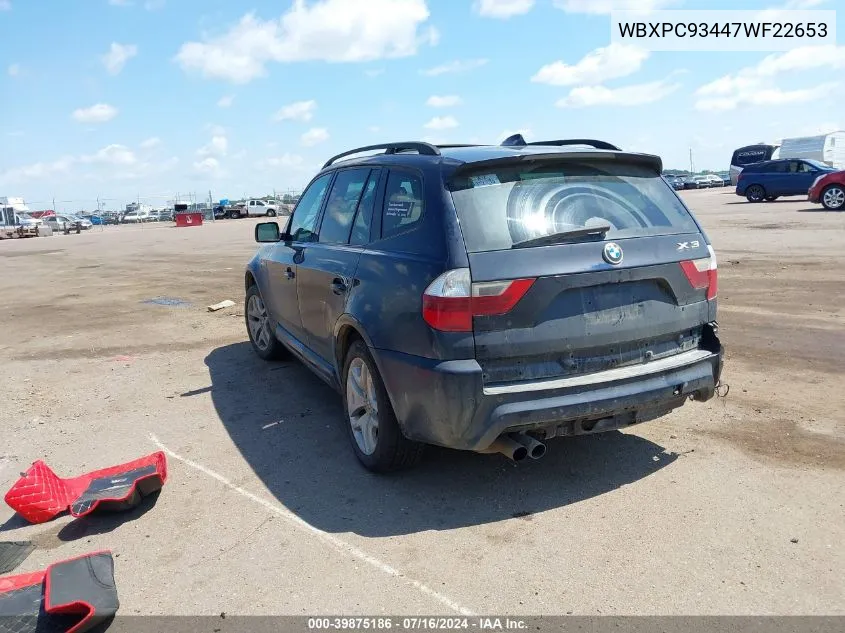 WBXPC93447WF22653 2007 BMW X3 3.0Si