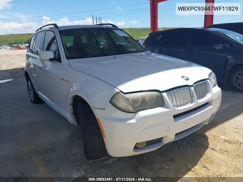 2007 BMW X3 3.0Si VIN: WBXPC93447WF11829 Lot: 39893491