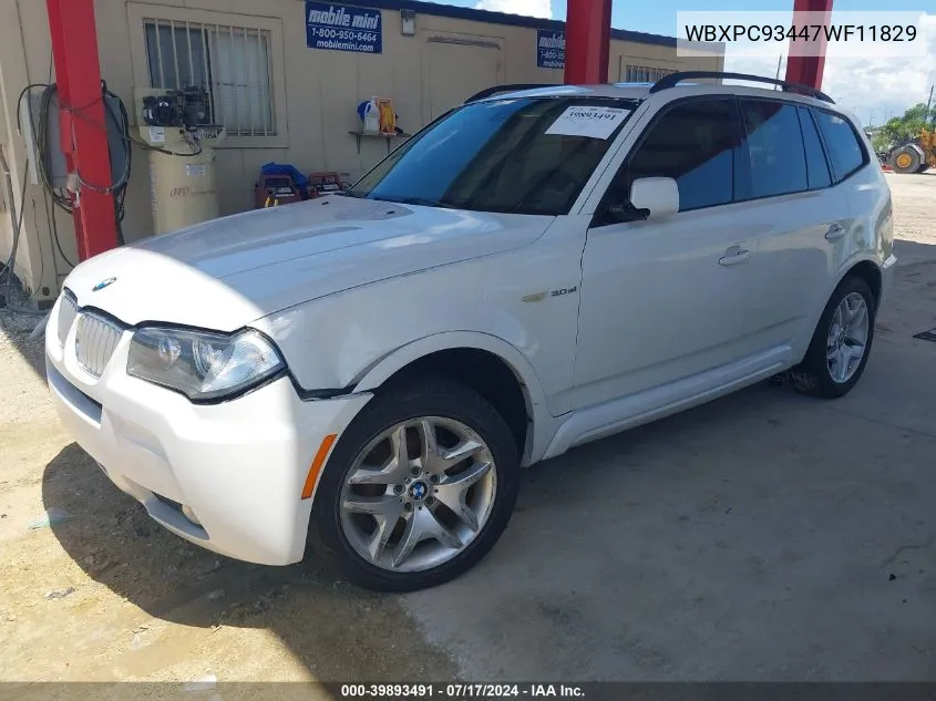 2007 BMW X3 3.0Si VIN: WBXPC93447WF11829 Lot: 39893491