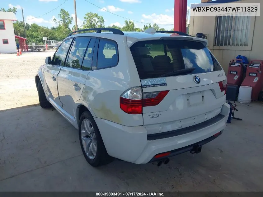 2007 BMW X3 3.0Si VIN: WBXPC93447WF11829 Lot: 39893491