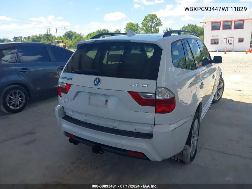 2007 BMW X3 3.0Si VIN: WBXPC93447WF11829 Lot: 39893491