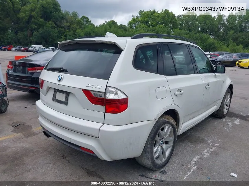 2007 BMW X3 3.0Si VIN: WBXPC93437WF09134 Lot: 40032296