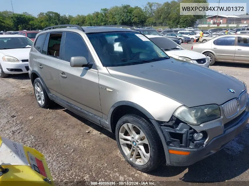 2007 BMW X3 3.0Si VIN: WBXPC934X7WJ01372 Lot: 40105395