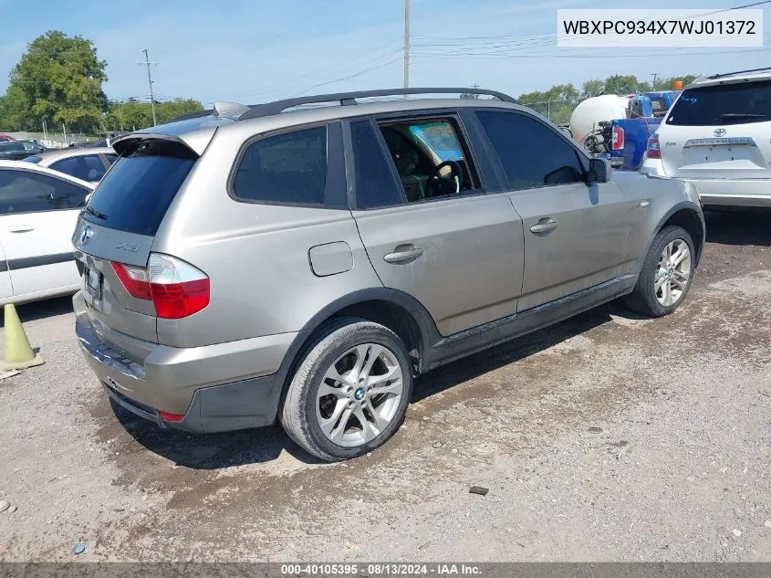 2007 BMW X3 3.0Si VIN: WBXPC934X7WJ01372 Lot: 40105395