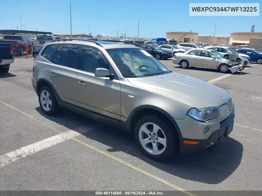 2007 BMW X3 3.0Si VIN: WBXPC93447WF13225 Lot: 40114580