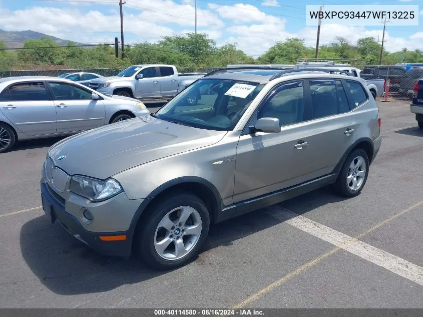 2007 BMW X3 3.0Si VIN: WBXPC93447WF13225 Lot: 40114580