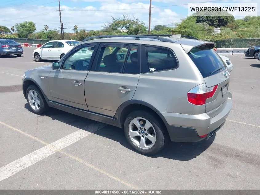 2007 BMW X3 3.0Si VIN: WBXPC93447WF13225 Lot: 40114580