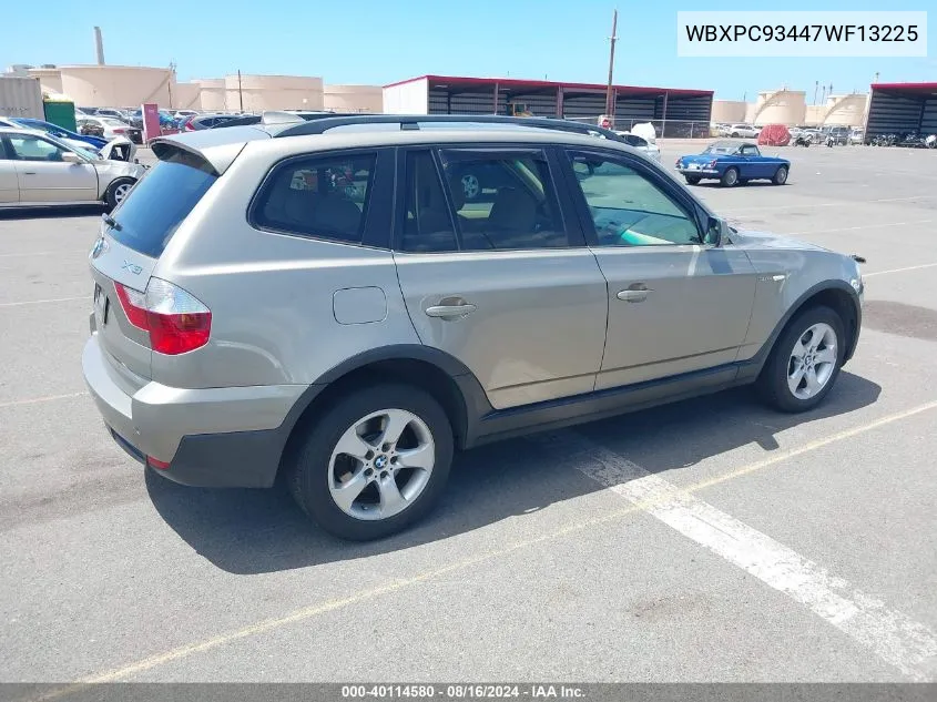 2007 BMW X3 3.0Si VIN: WBXPC93447WF13225 Lot: 40114580