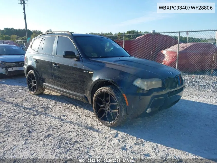 2007 BMW X3 3.0Si VIN: WBXPC93407WF28806 Lot: 40152197