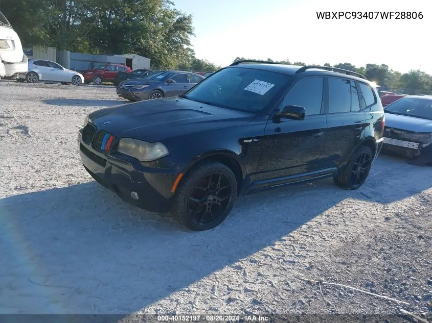 2007 BMW X3 3.0Si VIN: WBXPC93407WF28806 Lot: 40152197