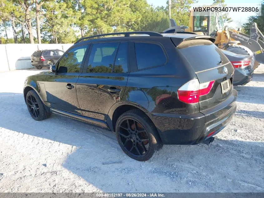 2007 BMW X3 3.0Si VIN: WBXPC93407WF28806 Lot: 40152197