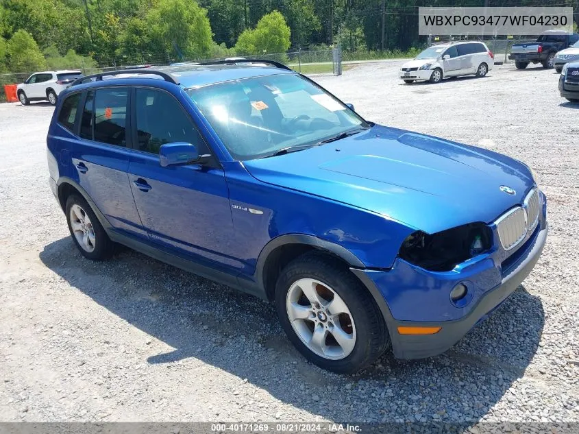 2007 BMW X3 3.0Si VIN: WBXPC93477WF04230 Lot: 40171269