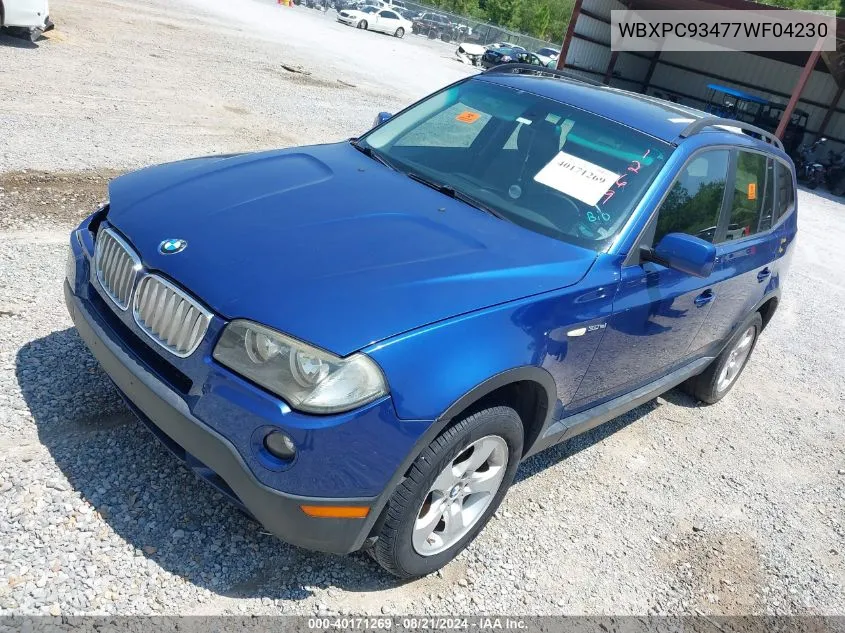 2007 BMW X3 3.0Si VIN: WBXPC93477WF04230 Lot: 40171269