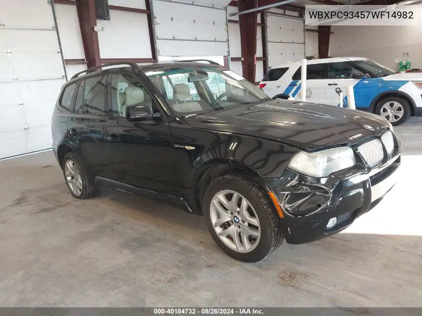 2007 BMW X3 3.0Si VIN: WBXPC93457WF14982 Lot: 40184732