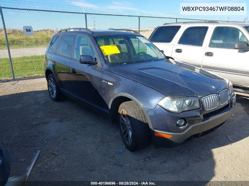 2007 BMW X3 3.0Si VIN: WBXPC93467WF08804 Lot: 40196696